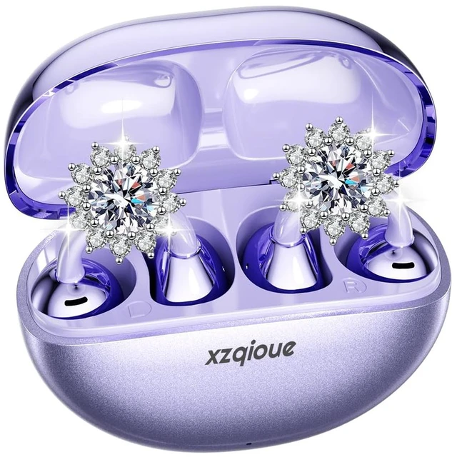 Main image of xzqioue Jewelry-Inspired Clip On Earbuds,Comfortable Fit Open Ear Clip-On Headphones,Wireless Bluetooth Ear Cuff Headphones for Women,Mini Wireless Earrings Earbuds for Running, Office, Sport & Gift