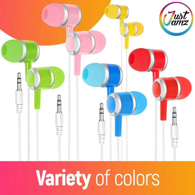 Alt view image 5 of 7 - JustJamz Marbles Bulk Earbuds for Classroom (30 Pack) Multi-Colored Wired Earbuds Bulk with 3.5mm Audio Jack & Soft Silicone Tips Student Earbuds Class Set for School, Chromebooks, and Testing