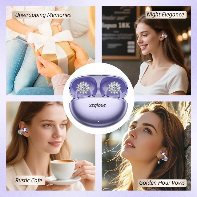Alt view image 7 of 7 - xzqioue Jewelry-Inspired Clip On Earbuds,Comfortable Fit Open Ear Clip-On Headphones,Wireless Bluetooth Ear Cuff Headphones for Women,Mini Wireless Earrings Earbuds for Running, Office, Sport & Gift