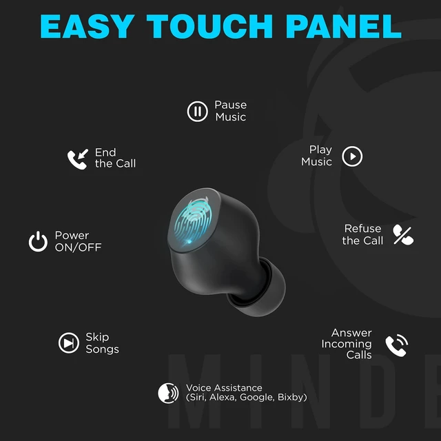 Alt view image 6 of 7 - Wireless Earbuds Noise Cancellation Deep Bass Immersive Sound Headphones | Bluetooth Earphones, IPX5 Waterproof, 36-Hour Battery Life, Compatible with iPhone, Samsung, Android, PC, MINDBEAST T98 Black