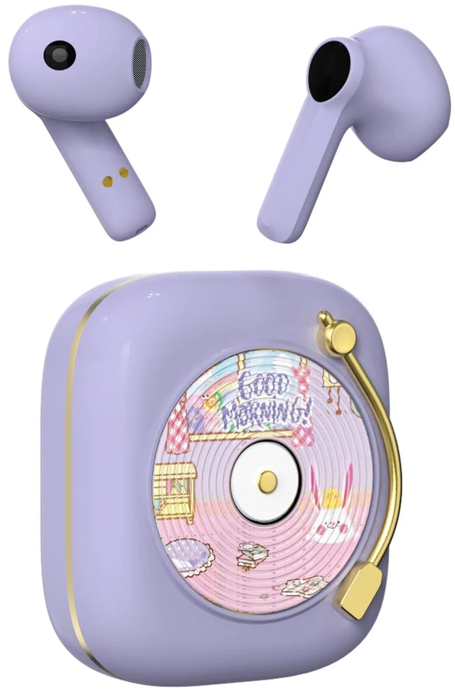 Main image of ANCwear Wireless Bluetooth Earbud Headset with Retro Charging Case - Ultra Lightweight for Daily Life and Work, Pink (Purple)