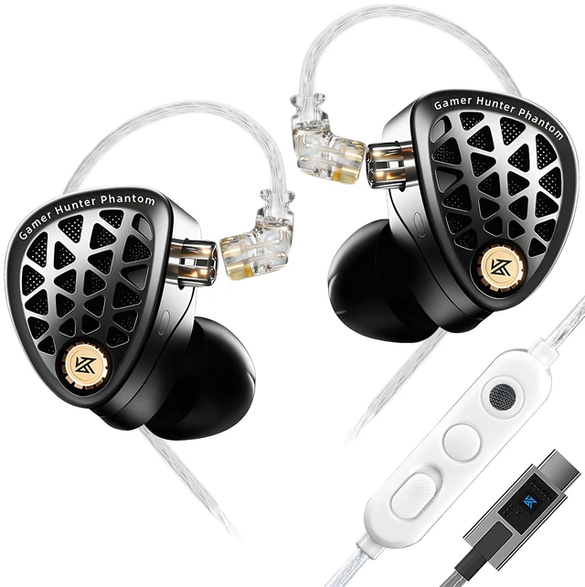Main image of KZ Phantom Gaming Earbuds Hi-Fi Metal IEMs with DSP Sound Card, AI Noise Cancelling Mic, Esports Tournament Earphones for Type-C Mobile Phones (Black, Type-C)