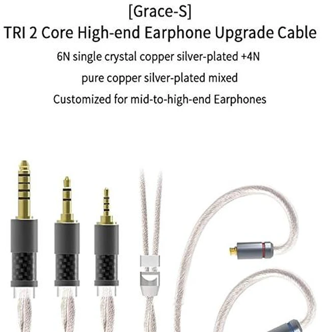 Alt view image 2 of 6 - keephifi TRI Grace-S 2Core 6N Single Crystal Cooper Silver-Plated Earphone Cables4N Pure Copper Silver-Plated Wired Headphone CablesCustomized for mid-to-high-end Earphones