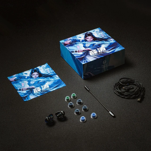Alt view image 6 of 7 - syeindunce Tangzu Xue Tao AE-101 Gaming IEMs,10mm Glass Diaphragm Dynamic Driver, in-Ear Monitors with Detachable Microphone, Custom Gaming Cable, for PC/Mobile/PS5/Switch (Blue, 3.5mm with Mic)