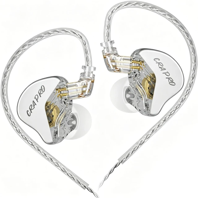 Main image of CCA CRA Pro Dynamic Wired IEM Earbuds, Diamond-Like DriverSilverno mic | Ultra-thin in-ear monitor detachable 2-pin silver cable ergonomic fit gaming HiFi bass vocal stage audio earpiece sound IEM