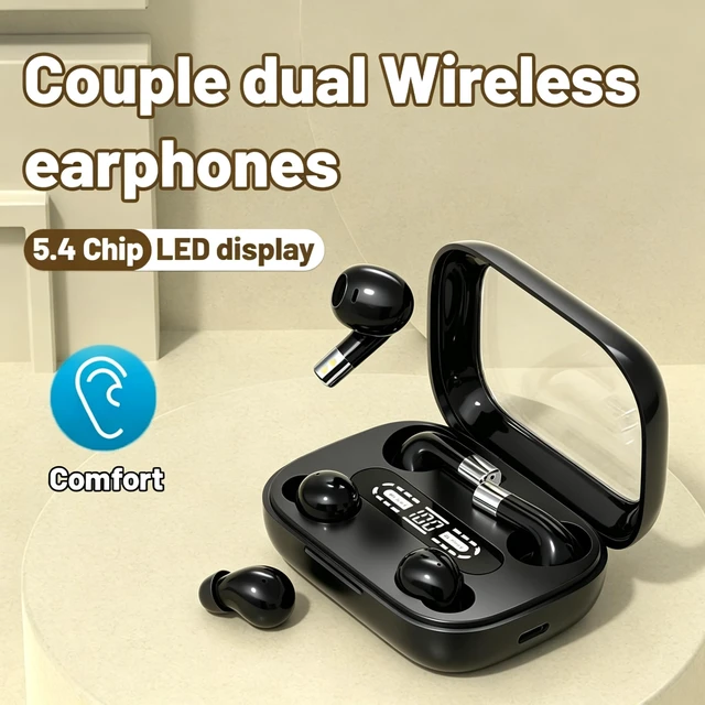 Alt view image 7 of 7 - Lunvaxo Mini Wireless Bluetooth Earphones,Sleep and Sports Earphones Set,Discreet in-Ear Earphones for Small Ear Canals, Noise Cancelling,Skin-Friendly, Ideal for Women and Work Use (Black)