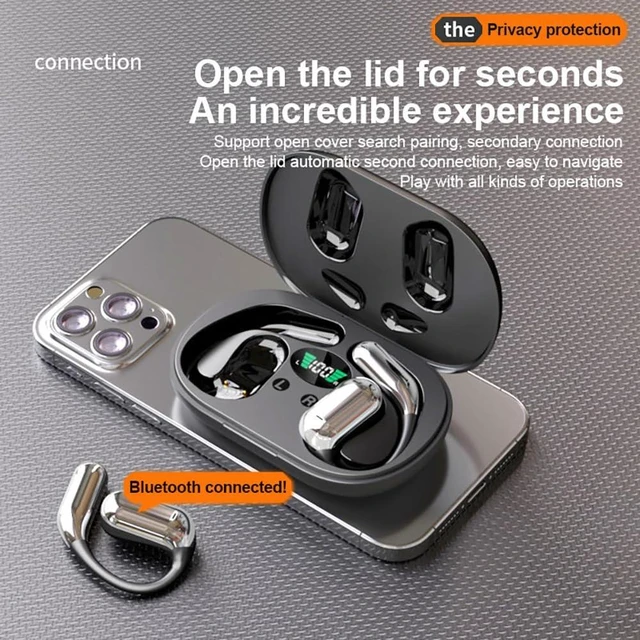 Alt view image 4 of 7 - Open Ear Earbuds Bluetooth 5.3 Bone Conduction Headphones Wireless Sport Over Earphones Built-in Mic with Ear Hooks Ear Buds With Charging Case IPX5 Waterproof for Running Workout Cycling Driving