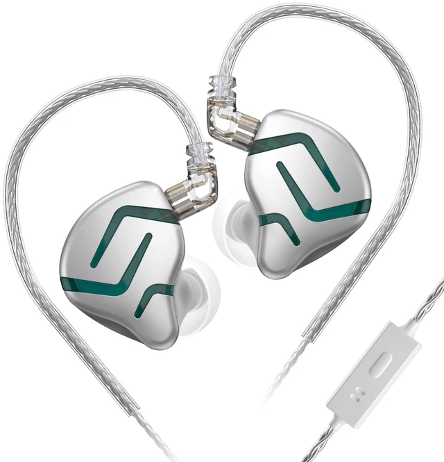 Main image of Kinboofi KZ ZES IEM, Noise Isolating in Ear Monitors Earphones, Stereo Wired Headphone with electrostatic Dynamic Hybrid Technology 3.5 mm for Gaming Musician (Silver, with Mic)