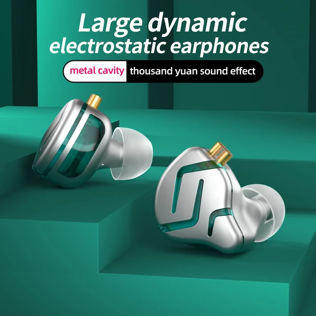 Alt view image 6 of 7 - Kinboofi KZ ZES IEM, Noise Isolating in Ear Monitors Earphones, Stereo Wired Headphone with electrostatic Dynamic Hybrid Technology 3.5 mm for Gaming Musician (Silver, with Mic)
