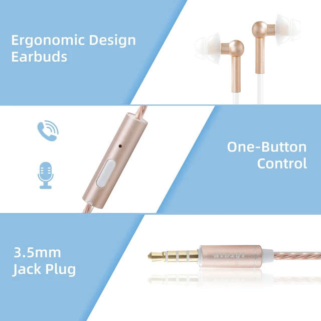 Alt view image 3 of 7 - ibrain Air Tube Headphones Wired Airtube EMF Free Earbuds Air Tube Headset with 3.5mm Jack Low EMF Earbuds for Safe Listening - Gold
