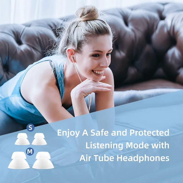 Alt view image 7 of 7 - ibrain Air Tube Headphones Wired Airtube EMF Free Earbuds Air Tube Headset with 3.5mm Jack Low EMF Earbuds for Safe Listening - Gold