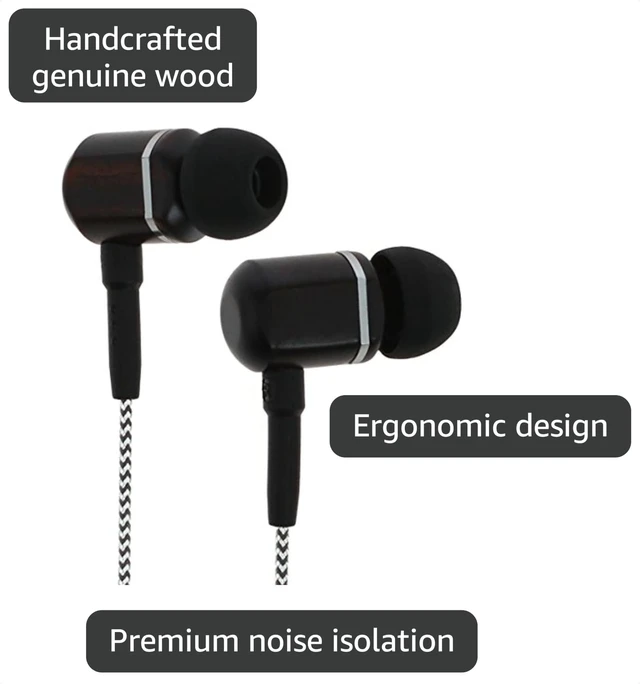 Alt view image 2 of 4 - Symphonized MTRX 2.0 Premium Wired Earbuds - Wood in-Ear Headphones with Microphone & Volume Control, Noise Isolation - Corded Ear Buds for Android - Earphones for Computer & Laptop (Silver)