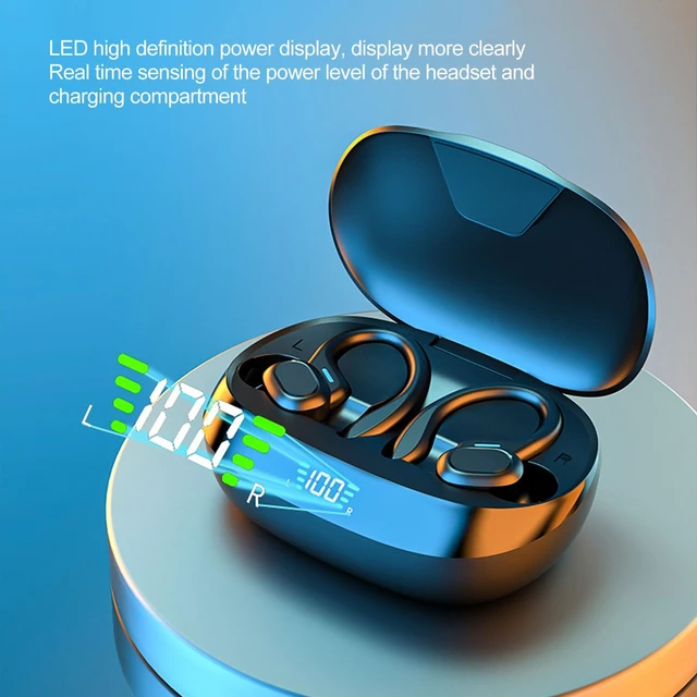 Alt view image 6 of 7 - Yunir Bluetooth Earbuds, Smart Noise Cancellation 4D Stereo Surround Sound Sports Headphones, Earphone with Earhooks Data Cable, for Sport Running Workout Gym