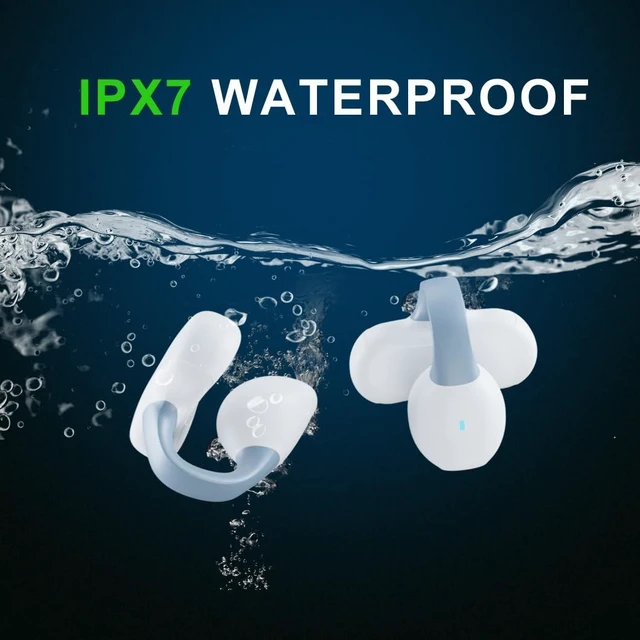 Alt view image 6 of 7 - IHAO Clip Ear Sport Earbud Headphones Bluetooth 5.3 Open Earpiece, Clip On Ear Never Fall Out 8 Hours Playtime with Charging Case, HiFi Sound Noise Reduction Painless Firm Wear IPX4 Waterproof-White
