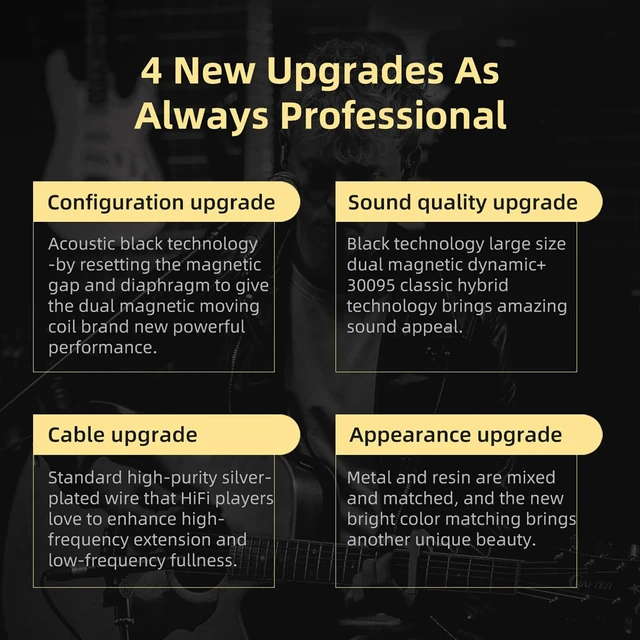 Alt view image 5 of 7 - FEDAI KZ ZSN PRO X IEM in Ear Monitors Earphones,Bass Stereo Sound Ergonomic1BA+1DD Hybrid Metal Earphones,High Fidelity Musicians in-Ear Earbuds with Detachable Tangle-Free Cable (No Mic, Glod