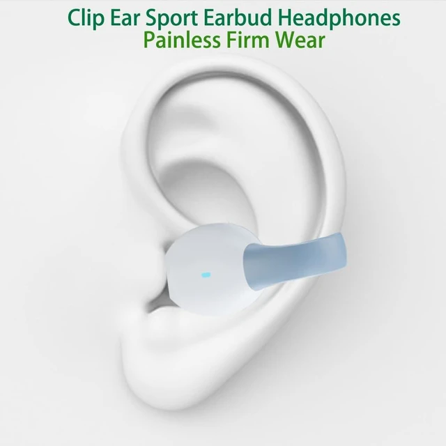 Alt view image 5 of 7 - IHAO Clip Ear Sport Earbud Headphones Bluetooth 5.3 Open Earpiece, Clip On Ear Never Fall Out 8 Hours Playtime with Charging Case, HiFi Sound Noise Reduction Painless Firm Wear IPX4 Waterproof-White