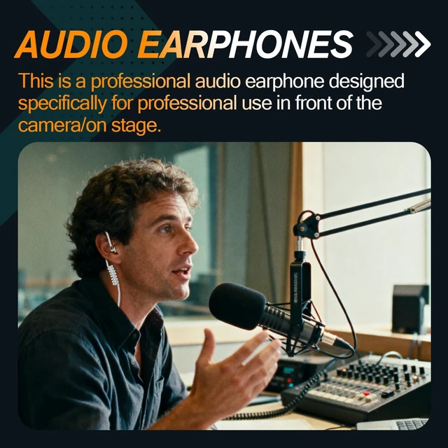 Alt view image 3 of 6 - in-Ear 3.5mm IFB Earpiece Universal Monitor Kit Set Invisible Headset Anchor News Broadcasting Music TV Broadcaster for Telex,Clear-Com,Comrex,Lecstronics (Skin,Wired)
