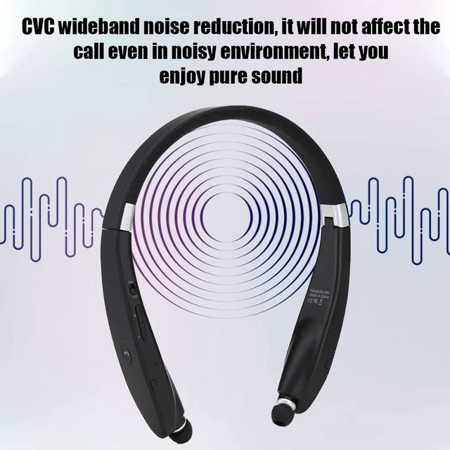 Alt view image 5 of 7 - SX-991 Bluetooth Wireless Stereo Neckband Earbuds, Foldable Neck Hanging Type Telescopic Headset, CVC Broadband Noise Reduction, Smart Matching Connection for Tablet, Laptop, Desktop and Cell Phone