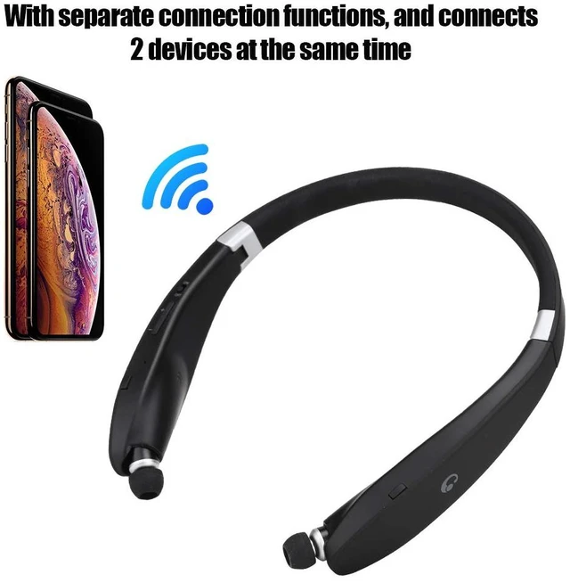 Alt view image 6 of 7 - SX-991 Bluetooth Wireless Stereo Neckband Earbuds, Foldable Neck Hanging Type Telescopic Headset, CVC Broadband Noise Reduction, Smart Matching Connection for Tablet, Laptop, Desktop and Cell Phone