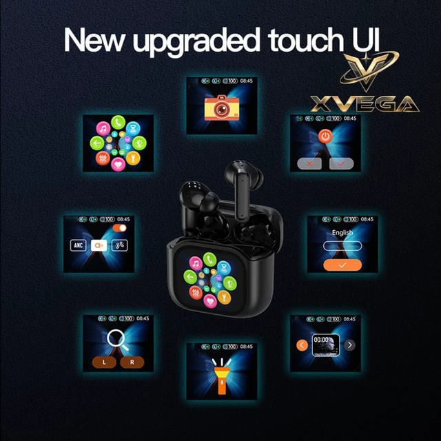 Alt view image 4 of 7 - XVEGA BY-16 TWS Earbuds with ANC/ENC, Wireless 5.4, Smart LCD Display | BY-16 Hi-Fi Audio, Wireless, Charging Case, Digital Display Case, Active Noise Cancelling, ENC Call Noise Reduction