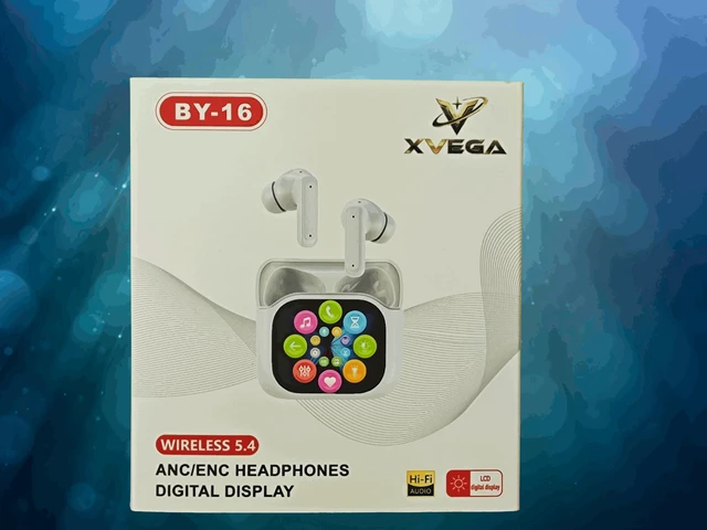 Alt view image 2 of 7 - XVEGA BY-16 TWS Earbuds with ANC/ENC, Wireless 5.4, Smart LCD Display | BY-16 Hi-Fi Audio, Wireless, Charging Case, Digital Display Case, Active Noise Cancelling, ENC Call Noise Reduction