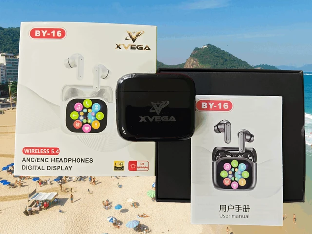 Alt view image 3 of 7 - XVEGA BY-16 TWS Earbuds with ANC/ENC, Wireless 5.4, Smart LCD Display | BY-16 Hi-Fi Audio, Wireless, Charging Case, Digital Display Case, Active Noise Cancelling, ENC Call Noise Reduction