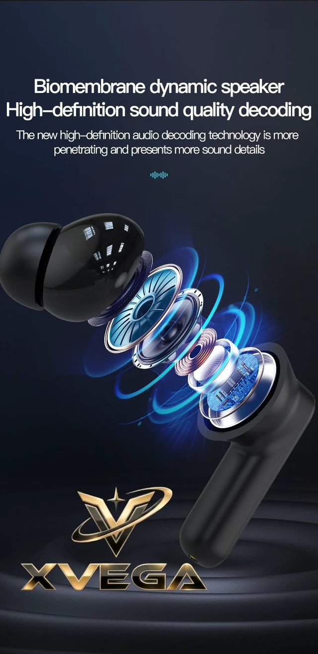 Alt view image 7 of 7 - XVEGA BY-16 TWS Earbuds with ANC/ENC, Wireless 5.4, Smart LCD Display | BY-16 Hi-Fi Audio, Wireless, Charging Case, Digital Display Case, Active Noise Cancelling, ENC Call Noise Reduction