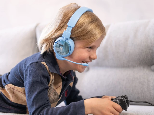 Alt view image 5 of 7 - Made for Amazon Bluetooth Kids Headphones with Boom Microphone | Blue
