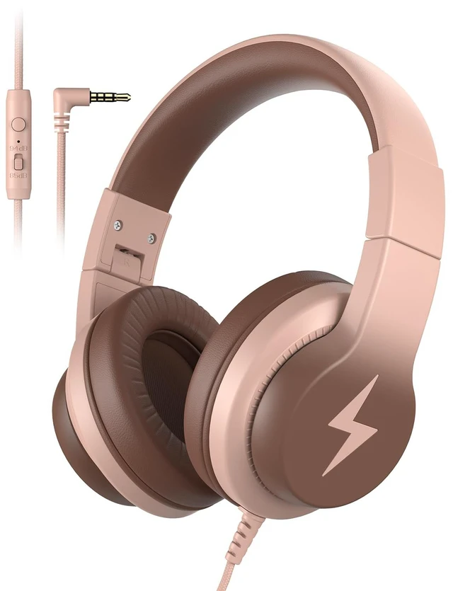 Main image of Wired Kids Headphones for School, Over-Ear for Boys Girls | Volume Limiter 85/94dB, HD Stereo Sound, Microphone and Wired Control,Foldable Design, Gradient Brown