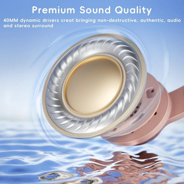 Alt view image 5 of 7 - Wired Kids Headphones for School, Over-Ear for Boys Girls | Volume Limiter 85/94dB, HD Stereo Sound, Microphone and Wired Control,Foldable Design, Gradient Brown