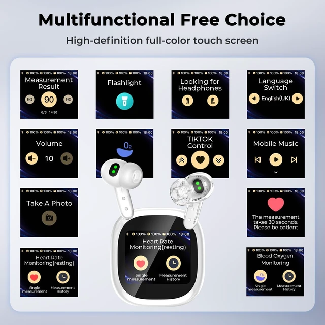 Alt view image 6 of 7 - Yworlln Translation Earbuds Real Time, Wireless Earbuds Audifonos Traductores Inglés Español Support 134 Languages, with Monitor Blood Oxygen/Heart Rate, Translation Headphones for Travel Learning