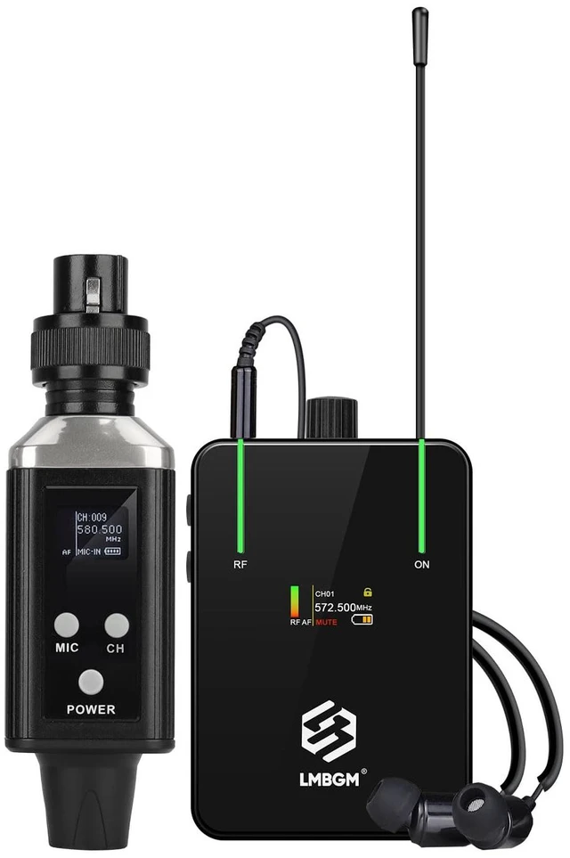 Main image of LMBGM AR9 UHF Mono Wireless in-Ear Monitor System Transmitter and Beltpack Receiver for Studio, Band Rehearsal and Live Performance (AR9-1-BK)