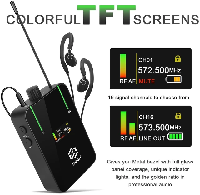 Alt view image 2 of 7 - LMBGM AR9 UHF Mono Wireless in-Ear Monitor System Transmitter and Beltpack Receiver for Studio, Band Rehearsal and Live Performance (AR9-1-BK)