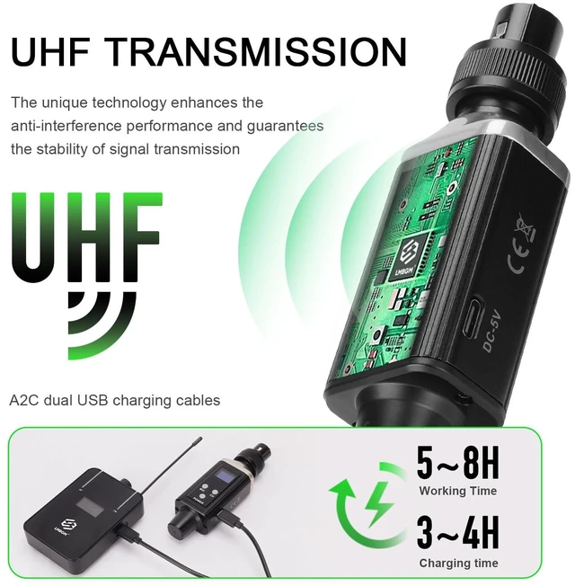 Alt view image 3 of 7 - LMBGM AR9 UHF Mono Wireless in-Ear Monitor System Transmitter and Beltpack Receiver for Studio, Band Rehearsal and Live Performance (AR9-1-BK)