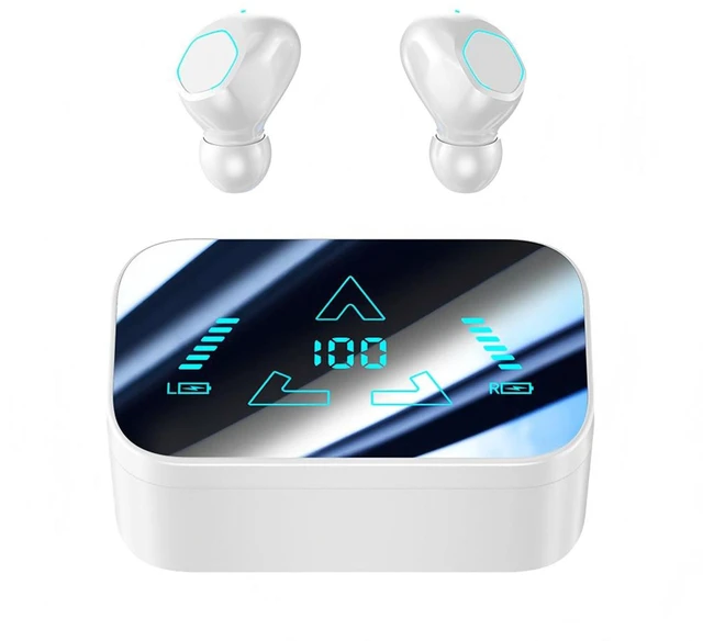 Main image of ROEL-PLAY Wireless White Earbuds in-Ear Design with Digital Display Screen | Ultra Long Battery Life, Large Capacity, In-ear Design with Digital Display Screen, Rechargeable Bluetooth 5.3