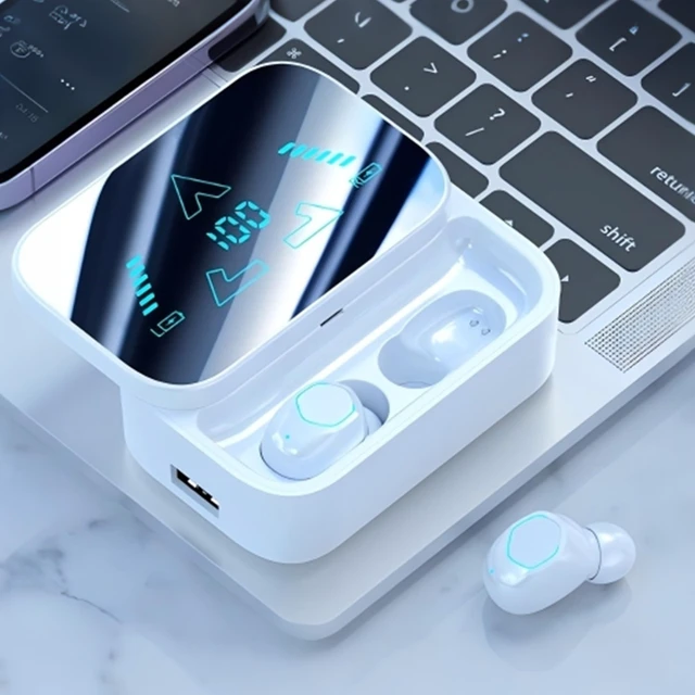 Alt view image 3 of 7 - ROEL-PLAY Wireless White Earbuds in-Ear Design with Digital Display Screen | Ultra Long Battery Life, Large Capacity, In-ear Design with Digital Display Screen, Rechargeable Bluetooth 5.3