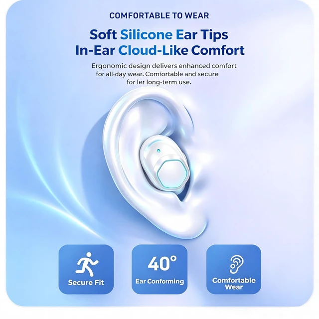Alt view image 4 of 7 - ROEL-PLAY Wireless White Earbuds in-Ear Design with Digital Display Screen | Ultra Long Battery Life, Large Capacity, In-ear Design with Digital Display Screen, Rechargeable Bluetooth 5.3
