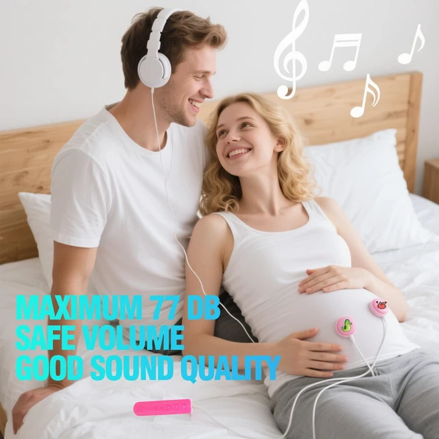 Alt view image 4 of 7 - Prnaiev Wireless Bluetooth Pregnancy Headphones for Belly Gifts for Pregnant Women | Jellyfish Baby Bump Headphones | Smart Phone Compatible (Pink)