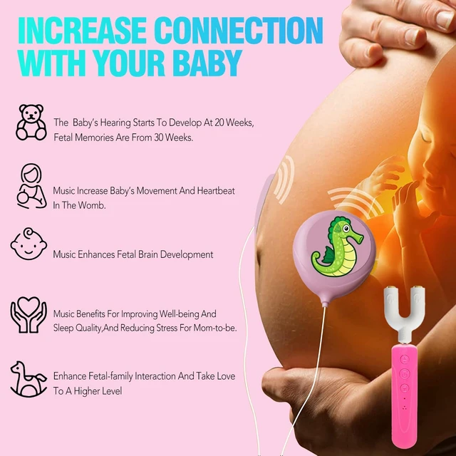 Alt view image 5 of 7 - Prnaiev Wireless Bluetooth Pregnancy Headphones for Belly Gifts for Pregnant Women | Jellyfish Baby Bump Headphones | Smart Phone Compatible (Pink)