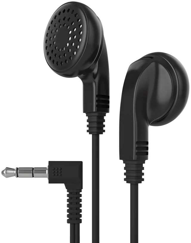 Main image of Maeline Bulk Earphones with 3.5 mm Headphone Plug - 100 Pack Wholesale Bundle - Black