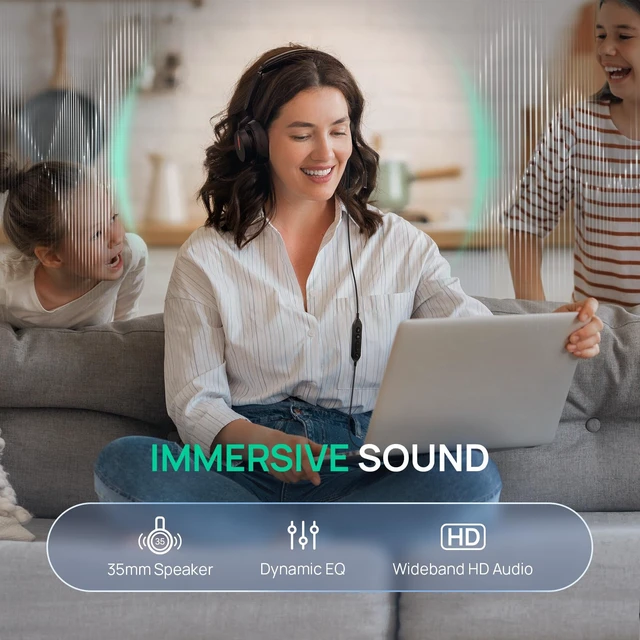 Alt view image 3 of 7 - Yealink UH46 PC Headset with Mic Noise Cancelling Wired Headset USB-C/A | Stereo PC Laptop Computer Headset with 3 Noise Cancelling Microphones Plug & Play for Home Office Online Meetings UC Platform