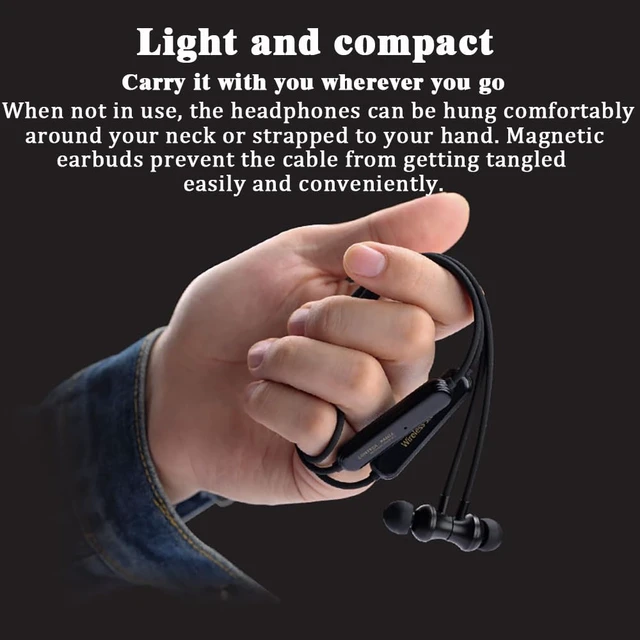 Alt view image 4 of 6 - MOCANIO Neckband Bluetooth Headphones 9D Surround Sound HiFi Stereo Neck Hanging Noise Reduction in-Ear Wireless Earbuds 8 H Music Time IPX6 Waterproof Ultra-Lightweight Comfort for Sports/Office