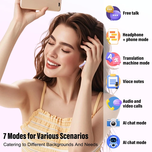Alt view image 2 of 7 - Csasan Ai Translation Earbuds Real Time,3-in-1 Buletooth 5.3 Translator Earbuds, Purple