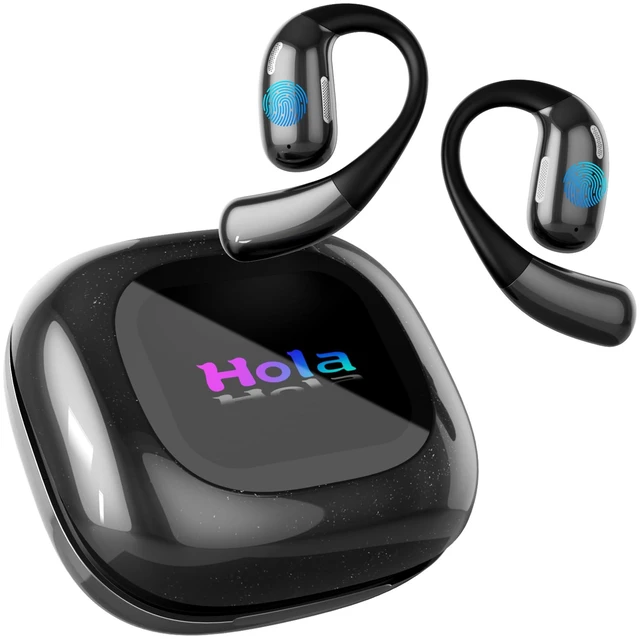 Main image of AI Translation Earbuds Real Time Powered by ChatGPT,LCD Touch Screen OWS Translator for 147 Languages & Accents,Translation Device, Spanish Translation,Ideal for Travel&Business&Studying,Black