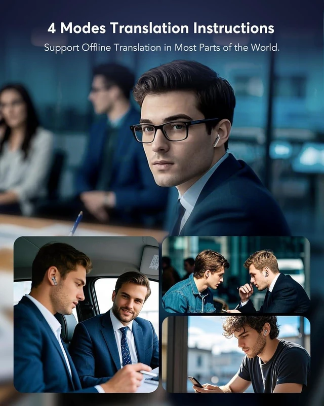 Alt view image 2 of 7 - AI Translation Earbuds Real Time,Multifunctional Touch Screen Translator for 144 Languages & Accents Audifonos Traductores Inglés Español Noise Canceling Headphones for1Travel Business Learning Black