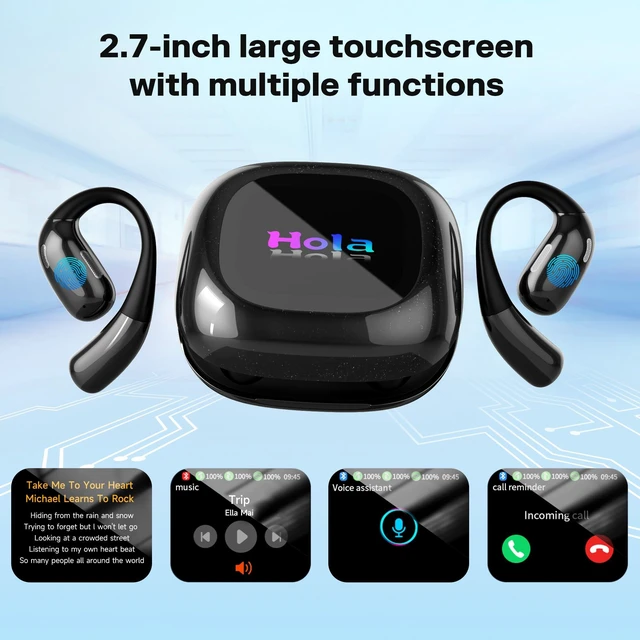 Alt view image 6 of 6 - AI Translation Earbuds Real Time Powered by ChatGPT,LCD Touch Screen OWS Translator for 147 Languages & Accents,Translation Device, Spanish Translation,Ideal for Travel&Business&Studying,Black