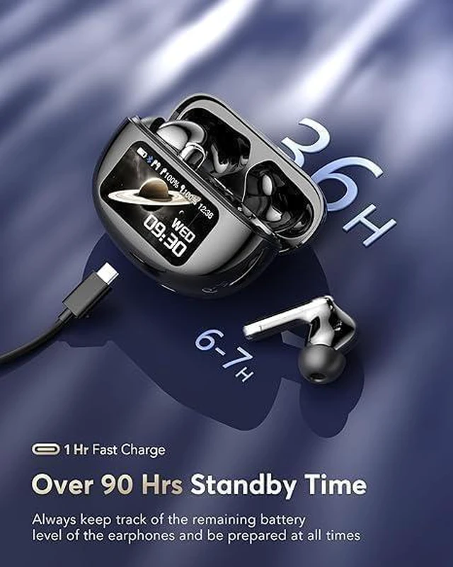 Alt view image 7 of 7 - AI Translation Earbuds Real Time,Multifunctional Touch Screen Translator for 144 Languages & Accents Audifonos Traductores Inglés Español Noise Canceling Headphones for1Travel Business Learning Black