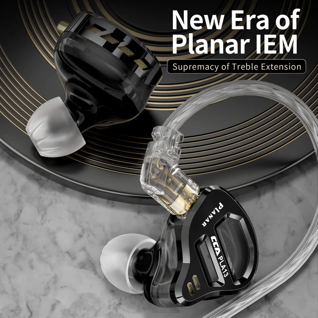 Alt view image 2 of 7 - CCA PLA13 Planar Drivers in-Ear Headphones Earbuds, CCA in-Ear Monitor Bassy Earphones, IEM HiFi Wired Ear Buds for Audiphile (Black, Without Mic)
