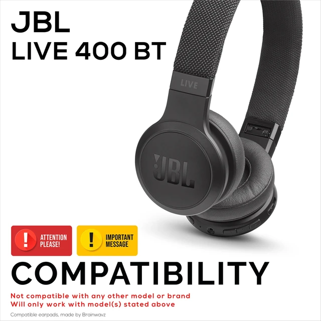 Alt view image 2 of 7 - Replacement Earpads for JBL Live 400BT, Headphones - PU Leather & Memory Foam Ear Cushion for Additional Comfort - by Brainwavz