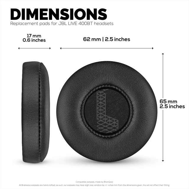 Alt view image 6 of 7 - Replacement Earpads for JBL Live 400BT, Headphones - PU Leather & Memory Foam Ear Cushion for Additional Comfort - by Brainwavz